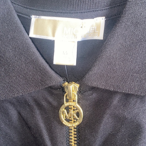 Michael Kors, med cotton pull over blk cinched gold zipper and arm - Picture 2 of 5